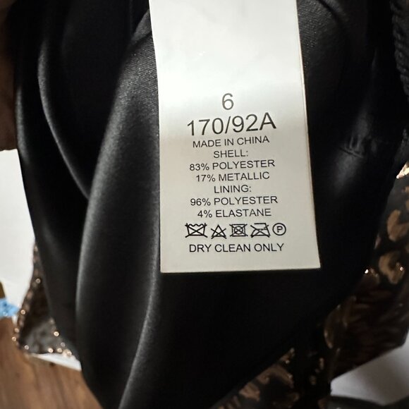 Kate Spade - Black & Rose Gold Leopard Print Midi Dress Sz 6 - Picture 12 of 16